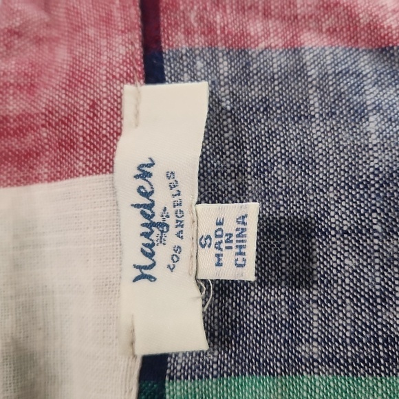 Hayden Los Angeles Cotton Summer Plaid Blouse - Picture 5 of 5